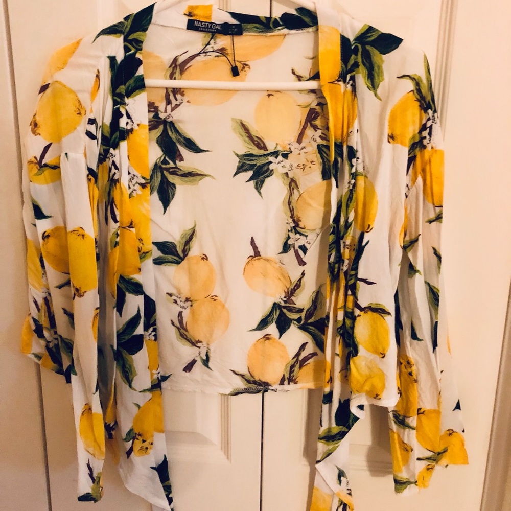 Nasty Gal lemon tie up long sleeve top